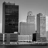 Square Window Washers Cleaning the Tower on the Maumee black and white Pictures
