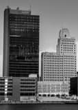 Vertical Window Washers Cleaning the Tower on the Maumee black and white Pictures