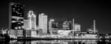 Panoramic The Toledo Skyline at Night black and white Pictures