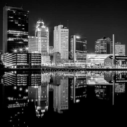 The Toledo Skyline at Night -- Toledo Black and White Photography