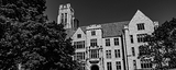 Panoramic University Hall From Libby Hall black and white