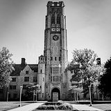 Square University Hall University Of Toledo black and white