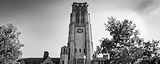 Panoramic University Hall Ut black and white