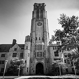 Square University Hall Ut black and white