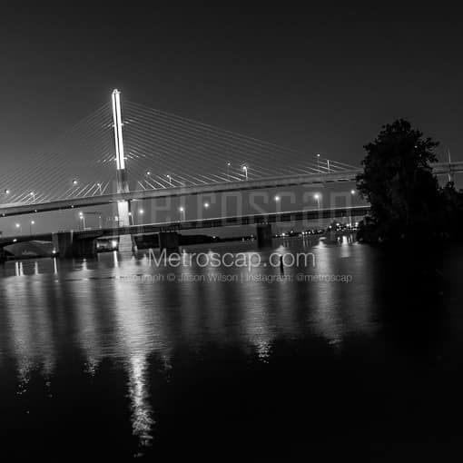 The Veterans Glass City Skyway Bridge -- Toledo Black and White Photography