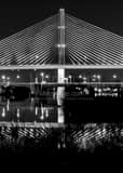 Vertical The Toledo Veterans Glass Skyway Bridge at Night Framed Photos