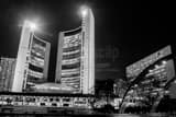 Horizontal Toronto City Hall at Night black and white Photography