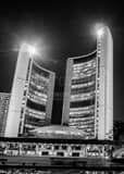 Vertical Toronto City Hall at Night black and white Photography