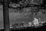 Horizontal The Toronto Skyline from Bayview Ave on Wards Island black and white Photography