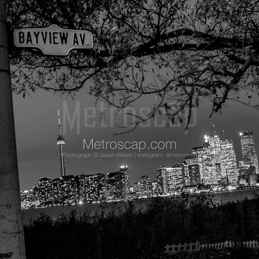 Toronto Black and White Photography of The Toronto Skyline from Bayview Ave on Wards Island The Toronto Skyline from Bayview Ave on Wards Island -- Toronto Black and White Photography