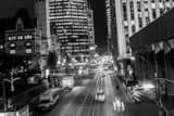 Horizontal Traffic Streaks Along Queen Street West Framed Photos