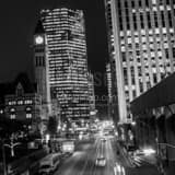 Square Traffic Streaks Along Queen Street West Framed Photos