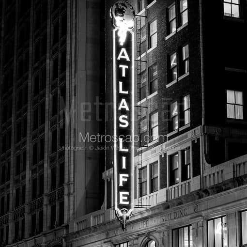 The Atlas Life Sign -- Tulsa Black and White Photos
