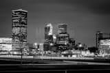 Horizontal The Tulsa Oklahoma Skyline at Night black and white Photos