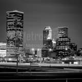 Square The Tulsa Oklahoma Skyline at Night black and white Photos