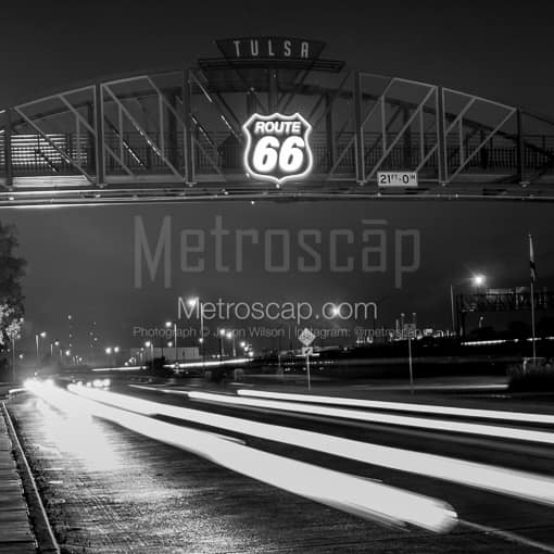Route 66 Through Tulsa Oklahoma -- Tulsa Black and White Photos