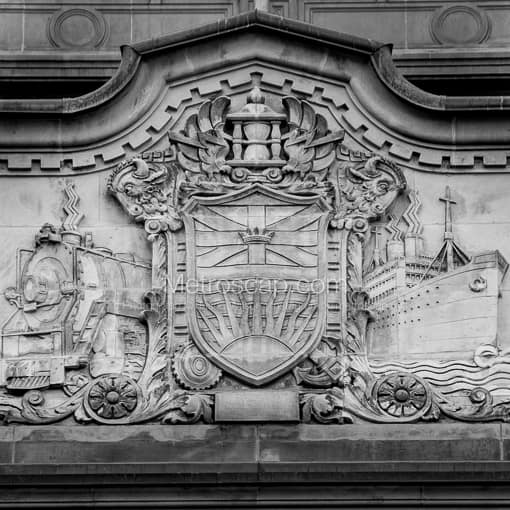 The British Columbia Coat of Arms on Hotel Vancouver -- Vancouver Black and White Photos