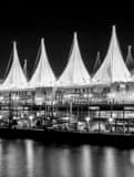 Vertical The Canada Place Sails black and white Photos