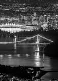 Vertical Vancouver at Night from Cypress Mountain black and white Photos