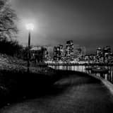 Square The Vancouver Skyline from Charleston Park black and white Photos