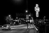 Horizontal Iconic East Vancouver Sign at Night black and white Photos