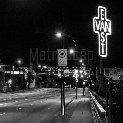 Iconic East Vancouver Sign at Night -- Vancouver Black and White Photos