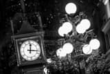 Horizontal The Gastown Steam Clock at Night black and white Photos