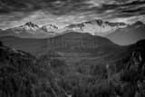 Horizontal Glacier Covered Mountain Peaks near Squamish BC black and white Photos