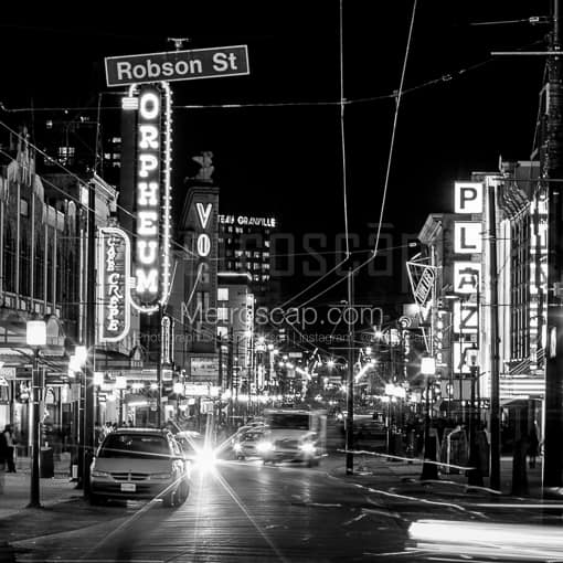 Granville Ave Through Downtown Vancouver -- Vancouver Black and White Photos