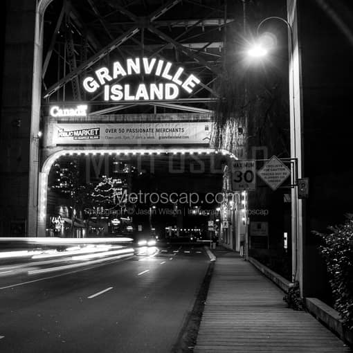 The Granville Island Sign -- Vancouver Black and White Photos