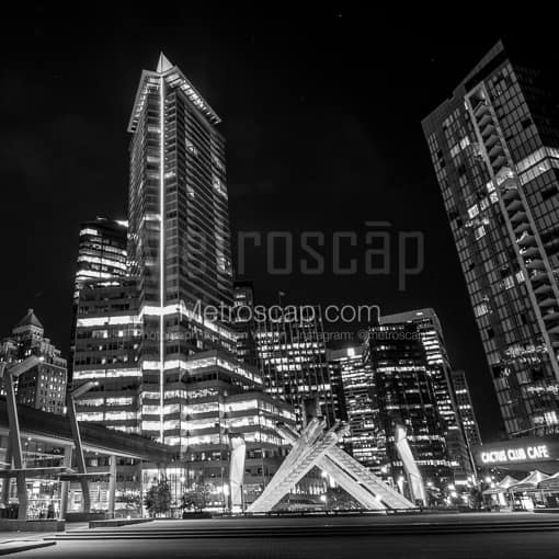 The Olympic Cauldron in Poole Plaza -- Vancouver Black and White Photos