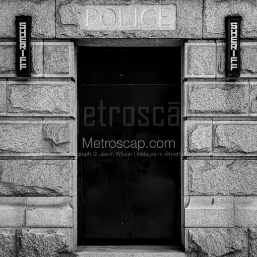 A Police Door on the Vancouver Art Museum -- Vancouver Black and White Photos