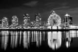 Horizontal The TELUS Science World Dome Reflects Off of False Creek black and white Photos