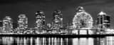 Panoramic The TELUS Science World Dome Reflects Off of False Creek black and white Photos