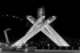Horizontal The Vancouver 2010 Olympic Cauldron black and white Photos