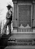 Vertical The Civil War Monument in Warren Ohio black and white Pictures
