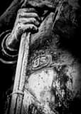 Vertical Belt Buckle of the Union Soldier on the CIvil War Monument black and white Photos
