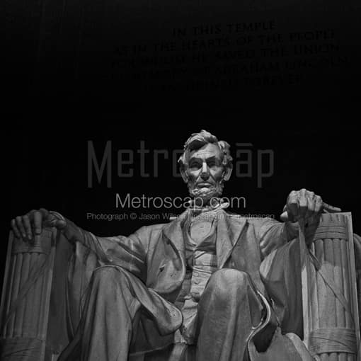 Washington DC Black and White Photos of The Abe Lincoln Statue in the Lincoln Memorial The Abe Lincoln Statue in the Lincoln Memorial -- Washington DC Black and White Photos