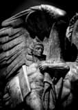 Vertical One of The Arlington Bridge Equestrian Statues black and white Photos
