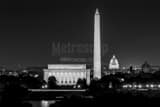 Horizontal The Washington D.C. Skyline at Night black and white Photos