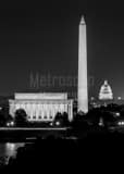 Vertical The Washington D.C. Skyline at Night black and white Photos