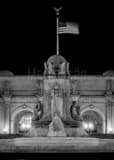 Vertical The Washington DC Union Station at Night black and white Photos