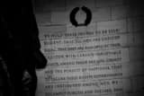 Horizontal The Declaration of Independence in the Jefferson Memorial black and white Photos