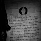 Square The Declaration of Independence in the Jefferson Memorial black and white Photos