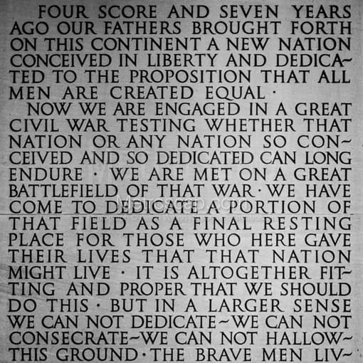 Washington DC Black and White Photos of The Gettysburg Address in the Lincoln Memorial The Gettysburg Address in the Lincoln Memorial -- Washington DC Black and White Photos