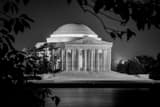 Horizontal The Jefferson Memorial and Tidal Basin black and white Photos