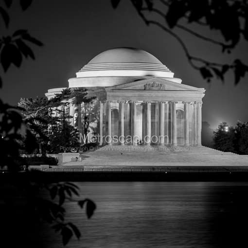 The Jefferson Memorial and Tidal Basin -- Washington DC Black and White Photos