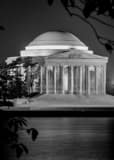 Vertical The Jefferson Memorial and Tidal Basin black and white Photos