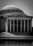 Vertical The Jefferson Memorial on the Tidal Basin black and white Photos