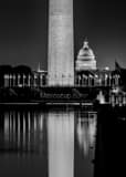 Vertical The Reflecting Pool and Washington Monument black and white Photos